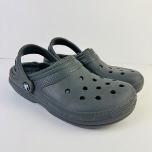 SOLD Crocs Dual Comfort Gray Faux Fur Lined Classic Clogs 203591 Women's Size 8
